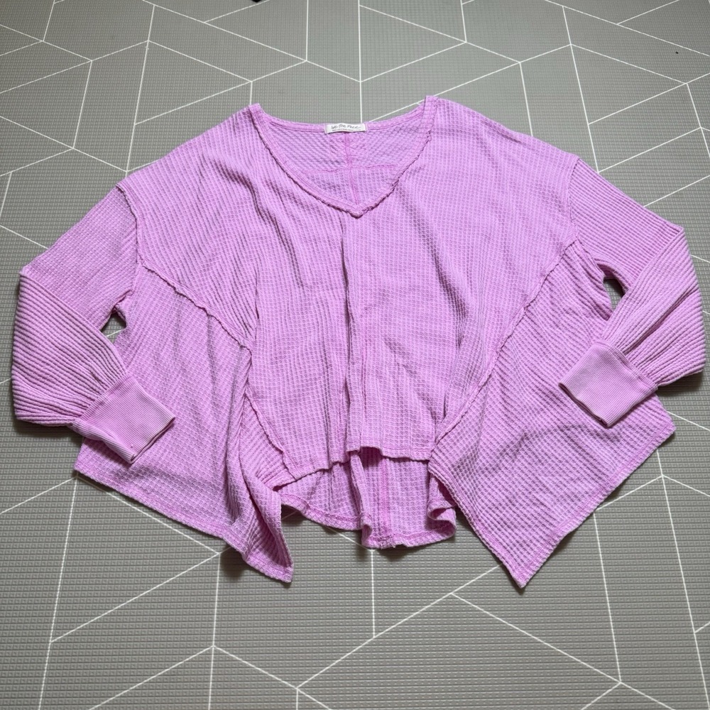 We The Free x Free People Coraline Thermal S Pink Oversized Boho Waffle Knit
